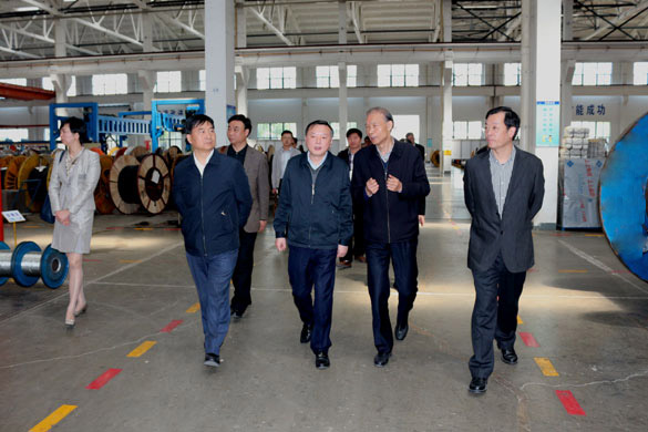 4月23日，，常州市科教城党工委书记徐绚烂一行来太阳GG电缆旅行
